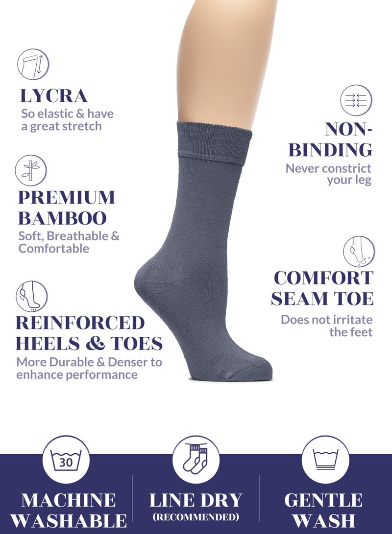 Hugh Ugoli Women Rayon Dress Socks, Extremely Soft Thin Crew Socks for Business, Trouser & Casual, Non-Binding & Breathable, Grey, 3 Pairs, Shoe Size: 6-9 - Image 2